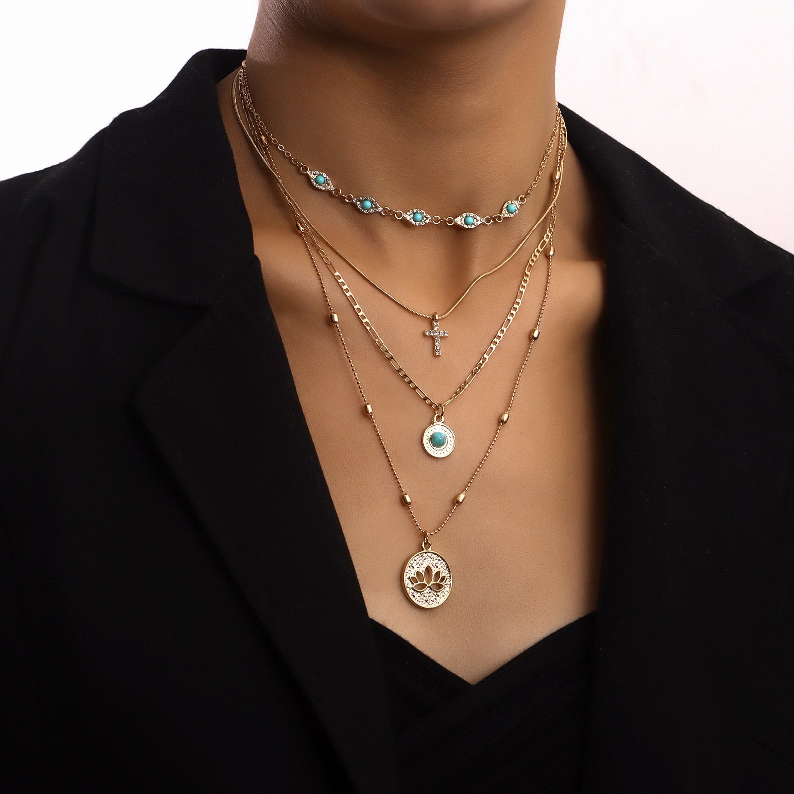 Celestial turquoise layered necklace